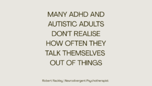 Adult with ADHD experiencing self-doubt before making an important decision.